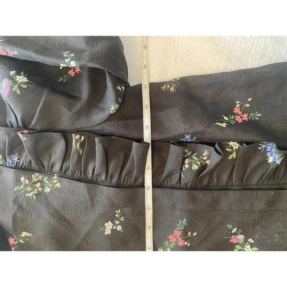 H&M Victorian gothic floral organza puff sleeve top size 8 - Picture 8 of 8